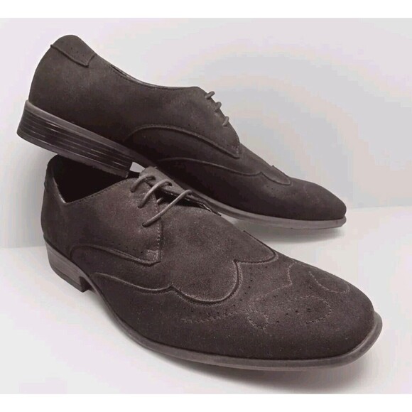 Men's Vegetarian Shoes Black 13 M Oxford Formal Vegan Suede Made In Portugal - Picture 1 of 11